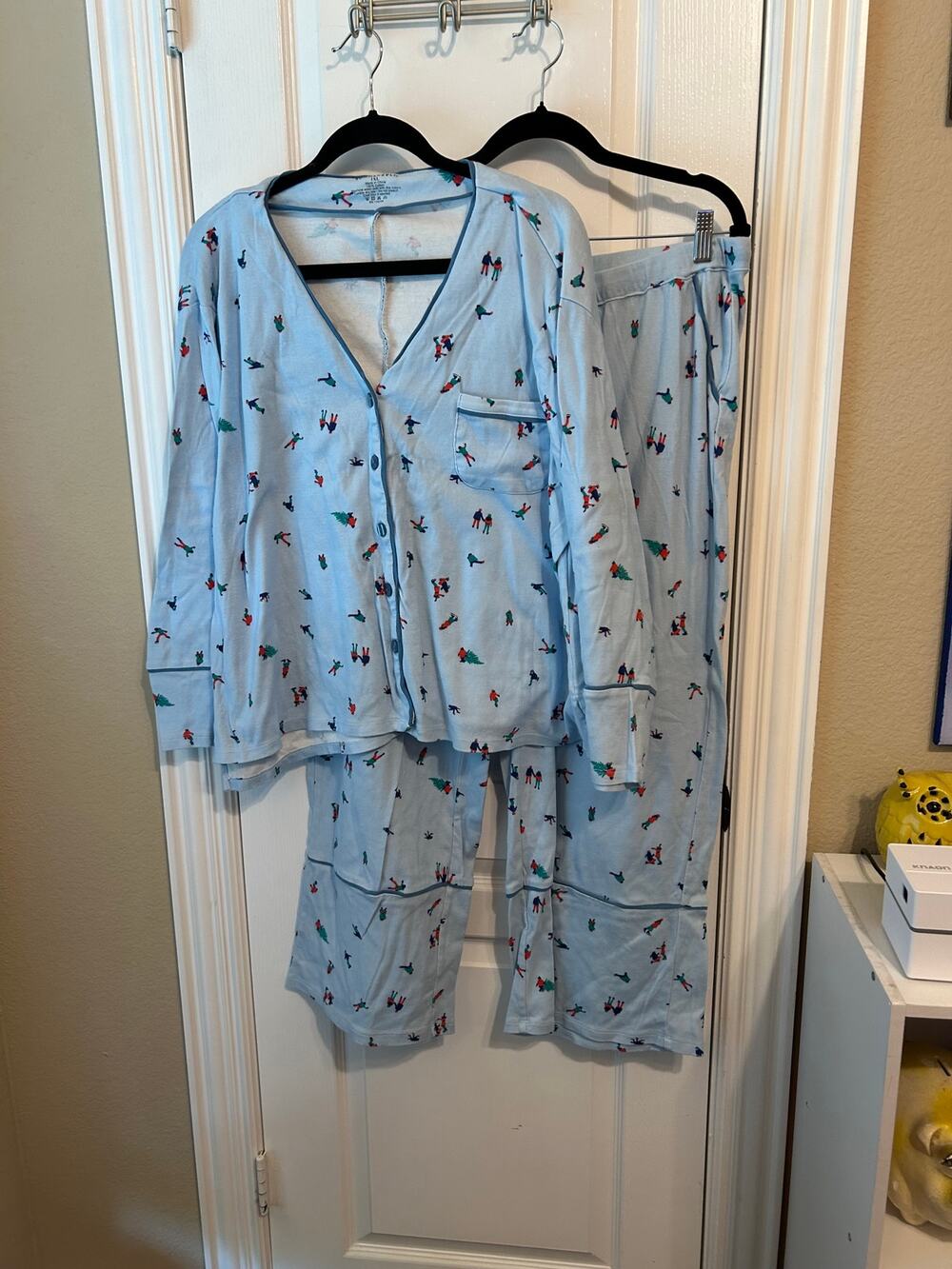 Summersalt 1XL Blue 100% Cotton Pants & Long Sleeve Set PJs